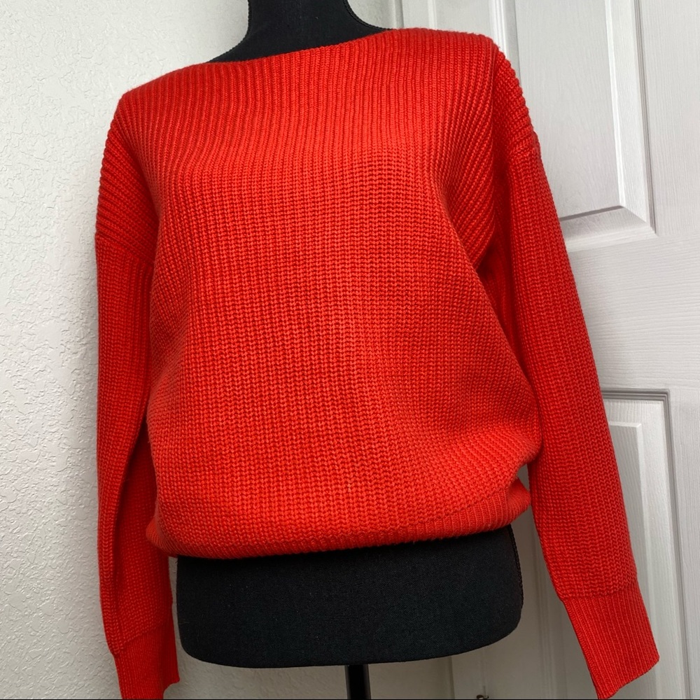 KENNETH COLE Red/Orange Ribbed Sweater SIZE: M